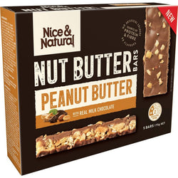 Nice & Natural Nut Butter Bars Peanut Butter with Real Milk Chocolate 5 Bars 175g [10 April 2024]