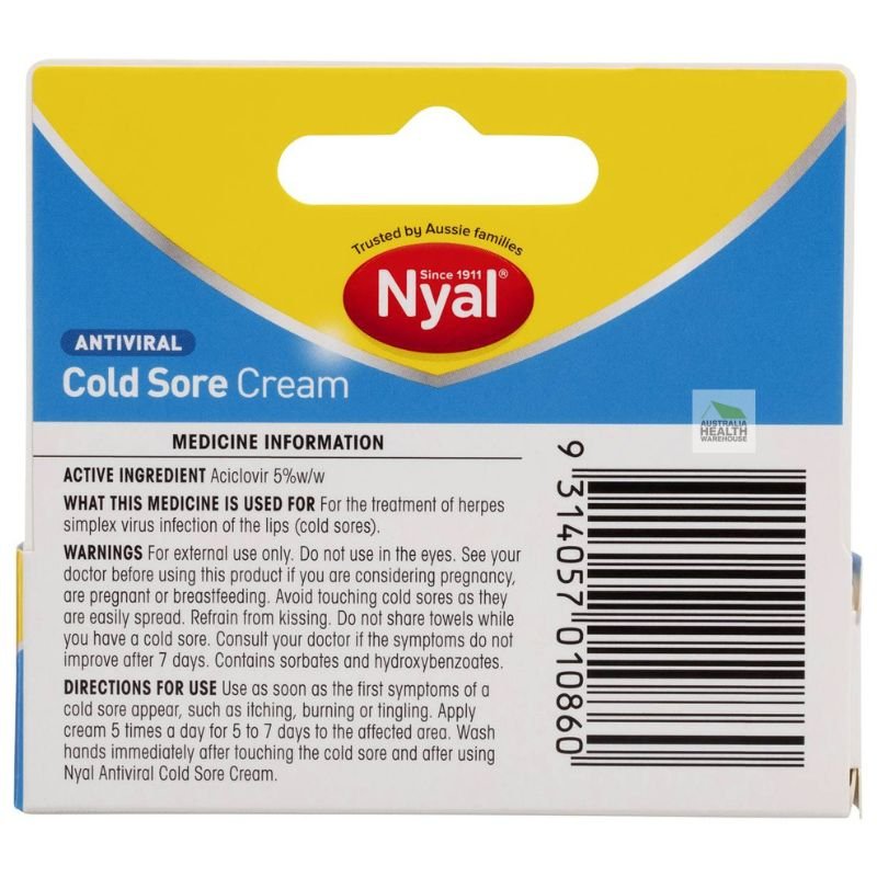 Nyal Antiviral Cold Sore Cream 5g June 2025