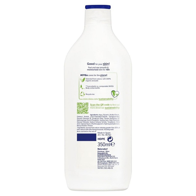 Nivea Naturally Good Organic Avocado and Hydration Body Lotion Moisturiser -  Dry Skin 350mL