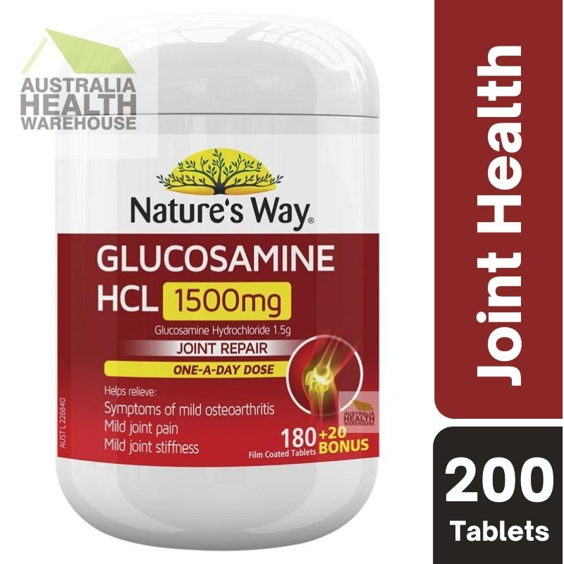 [Expiry: 08/2024] Nature's Way Glucosamine HCL 1500mg 180 Tablets + 20 Bonus Tablets