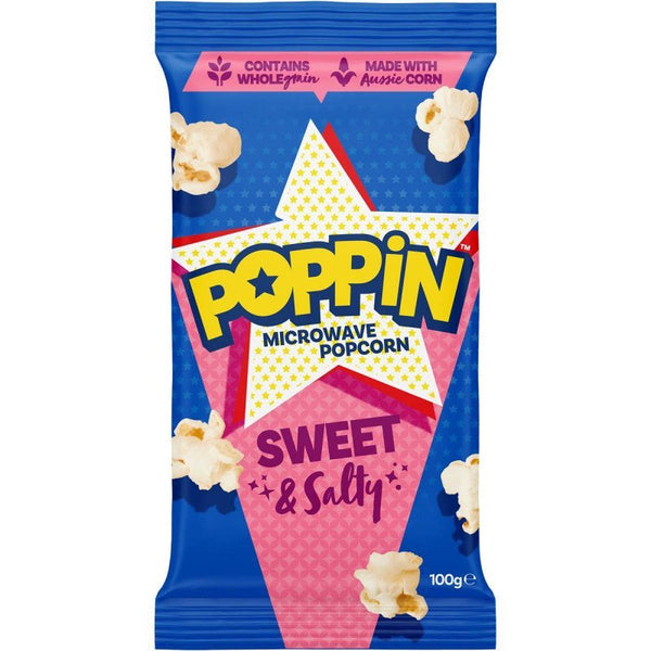 [CLEARANCE EXPIRY: 27/03/2024] Poppin Microwave Popcorn Sweet & Salty Flavour 100g