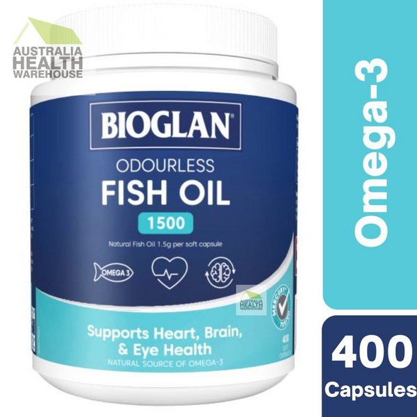 Bioglan Odourless Fish Oil 1500mg 400 Capsules October 2025