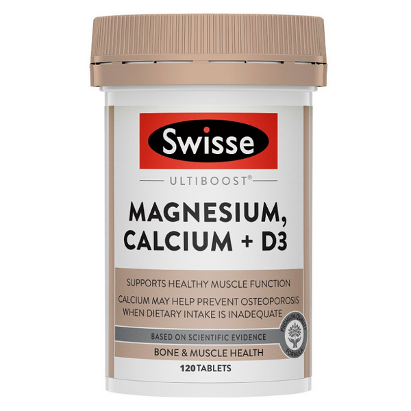 Swisse Ultiboost Magnesium, Calcium + D3 120 Tablets September 2025