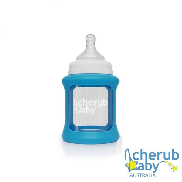 Cherub Baby Glass Bottles Wide Neck 0 Month+ 150ml Single Pack - Blue