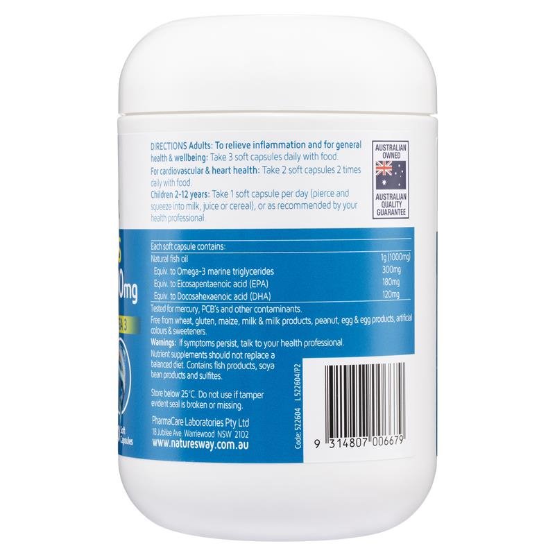 Nature's Way Fish Oil Odourless 1000mg 200 Capsules June 2025
