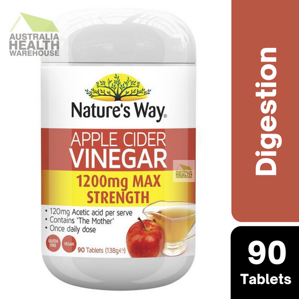 Nature's Way Apple Cider Vinegar 1200mg Max Strength 90 Tablets June 2025