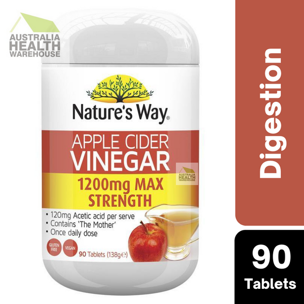 [Expiry: 12/2025] Nature's Way Apple Cider Vinegar 1200mg Max Strength 90 Tablets
