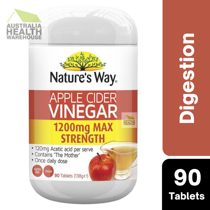 Nature's Way Apple Cider Vinegar 1200mg Max Strength 90 Tablets December 2025