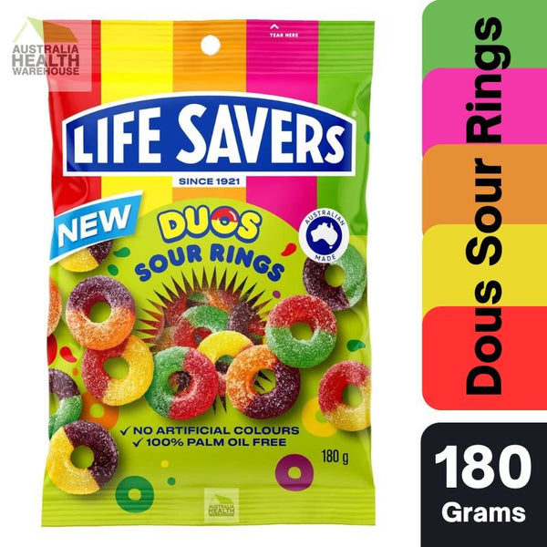 [CLEARANCE: 17/04/2024] Lifesavers Duos Sour Rings 180g