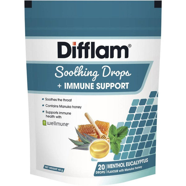 [Expiry: 02/2025] Difflam Soothing Drops + Immune Support Menthol Eucalyptus 20 Drops