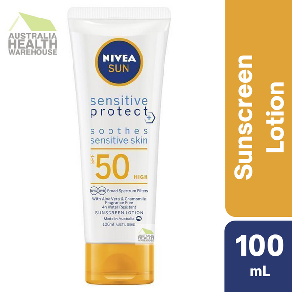 [Expiry: 03/2026] ] Nivea Sun Sensitive Protect Sunscreen Lotion SPF 50 100mL