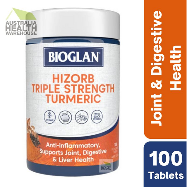 Bioglan HiZorb Triple Strength Turmeric 100 Tablets November 2025