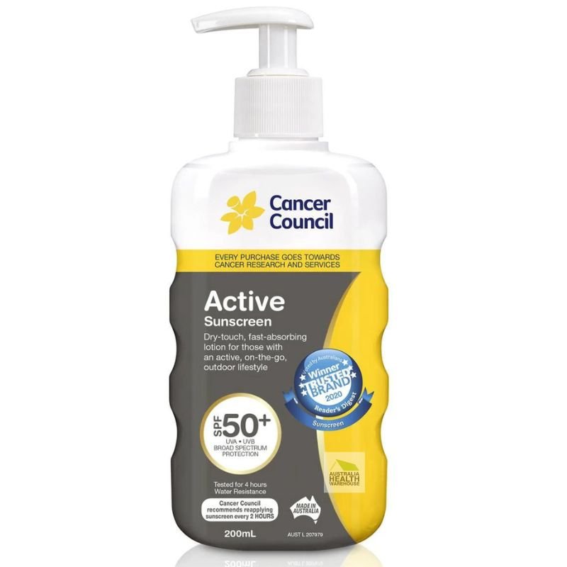 [EXPIRY: 11/2024] Cancer Council Active Pump Sunscreen SPF 50+ 200mL