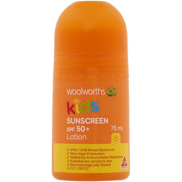 Woolworths Kids Sunscreen SPF 50+ Roll-On 75mL November 2025