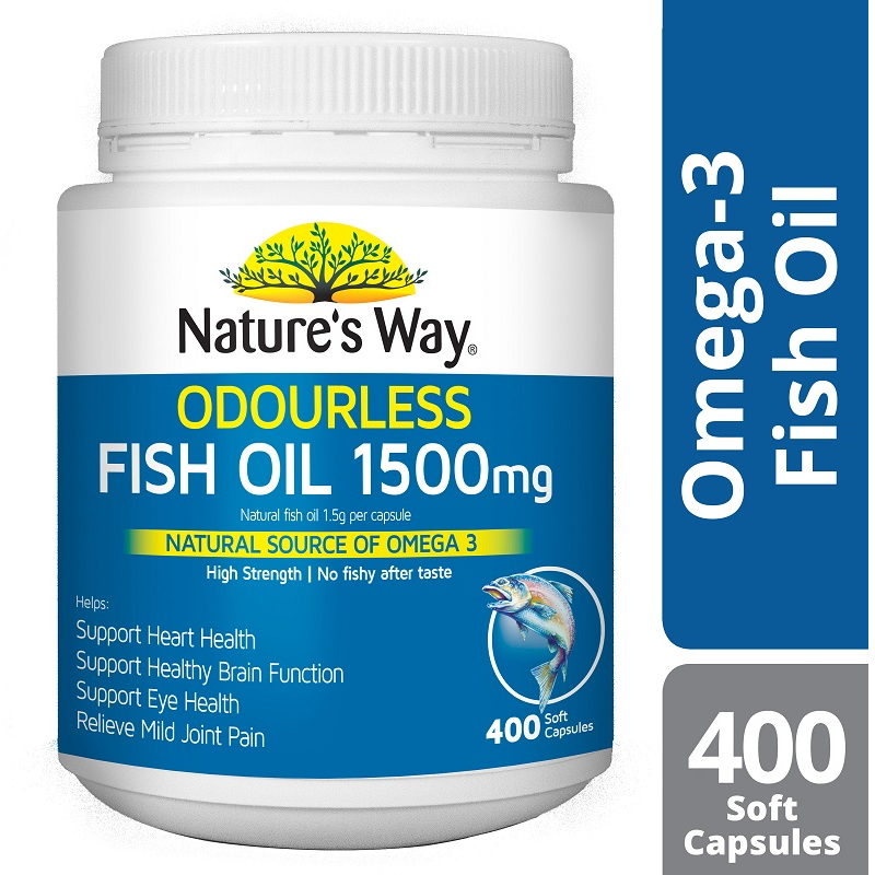 [Expiry: 03/2026] Nature's Way Fish Oil Odourless 1500mg 400 Capsules