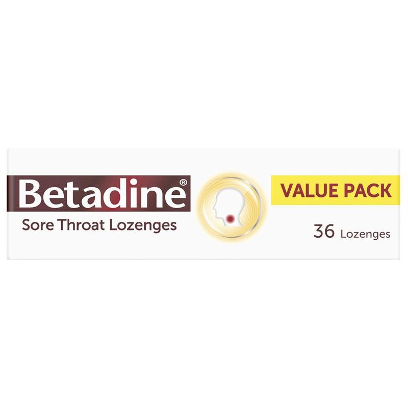[Expiry: 03/2025] Betadine Sore Throat Lozenges Soothing Honey & Lemon Flavour 36 Pack