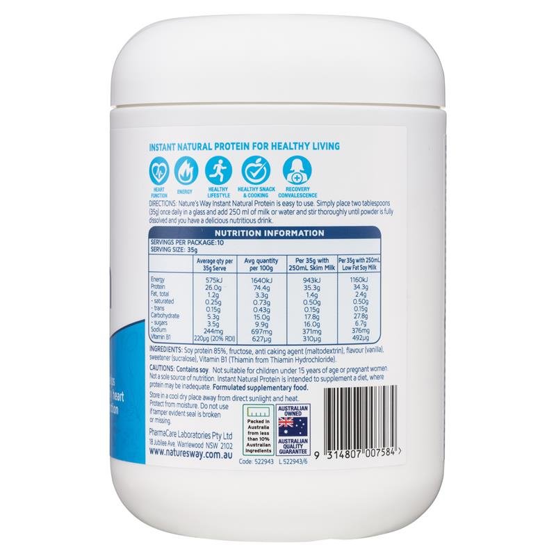 [Expiry: 05/2025] Nature's Way Instant Natural Protein Plant-Based Powder Vanilla Flavour 375g