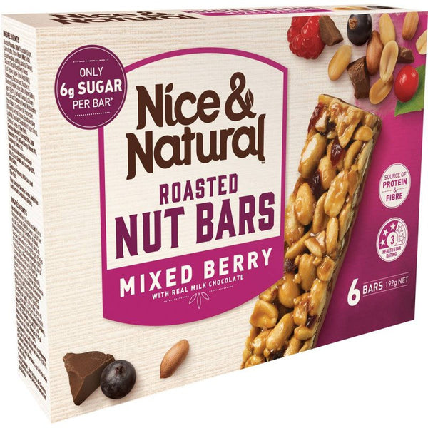 [Expiry: 30/09/2024] Nice & Natural Roasted Nut Bars Mixed Berry 6 Bars 192g