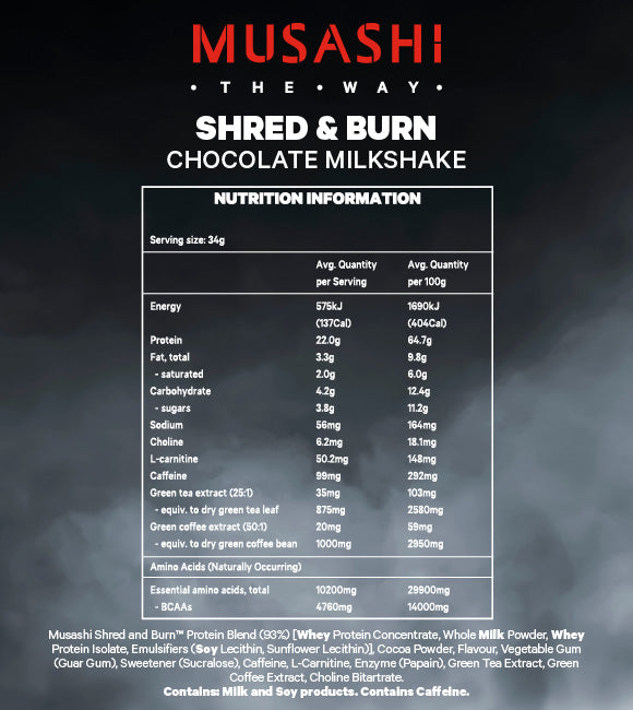 [Expiry: 06/2025] Musashi Shred & Burn Chocolate Milkshake Flavour 2kg