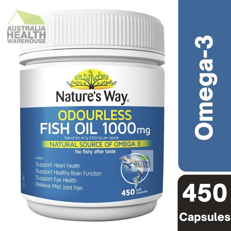Nature's Way Fish Oil Odourless 1000mg 450 Capsules January 2025