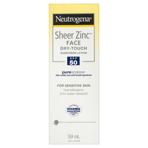[Expiry: 01/2025] Neutrogena Sheer Zinc Face Dry-Touch Sunscreen Lotion SPF50 59mL