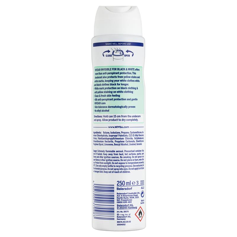 Nivea Anti-Perspirant Invisible for Black & White Fresh Spray 250mL