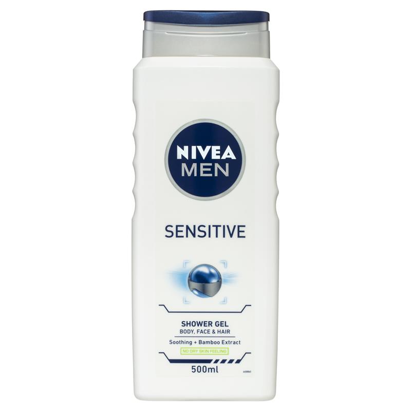 Nivea Men Sensitive Shower Gel 500mL (2pcs)-Hair & Body Care-Nivea-Australia Health Warehouse