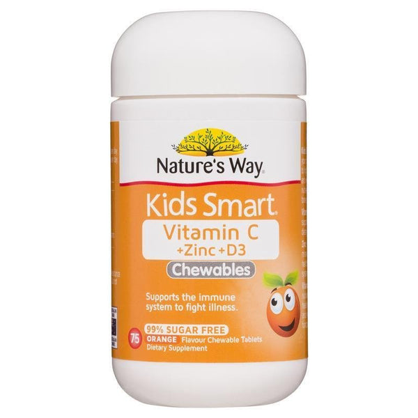[Expiry: 07/2025] Nature's Way Kids Smart Vitamin C + Zinc & D3 Chewables 75 Tablets