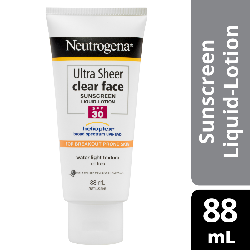 Neutrogena Ultra Sheer Clear Face Sunscreen Liquid-Lotion SPF 30 88mL October 2023