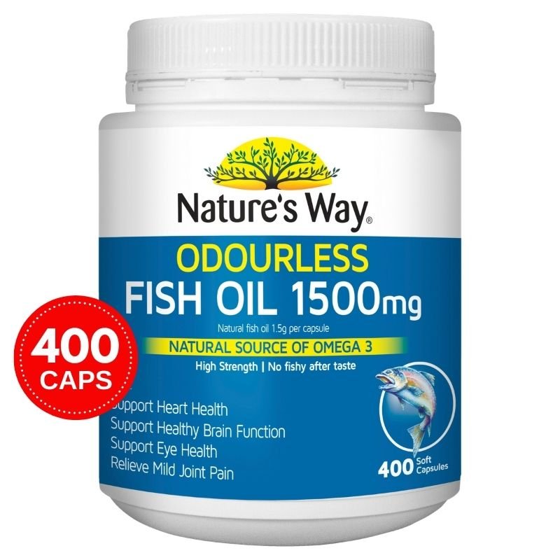 [Expiry: 03/2026] Nature's Way Fish Oil Odourless 1500mg 400 Capsules