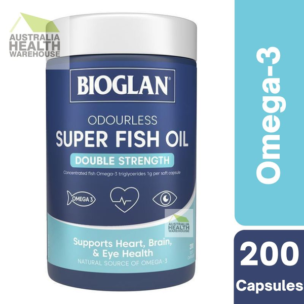 Bioglan Odourless Super Fish Oil Double Strength 200 Capsules May 2025
