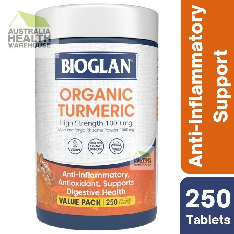 Bioglan Organic Turmeric High Strength 1000mg 250 Tablets March 2024