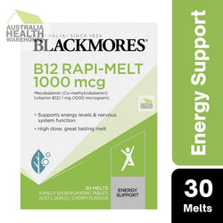[CLEARANCE EXPIRY: 02/2024] Blackmores B12 Rapi-Melt 1000 mcg 30 Melts