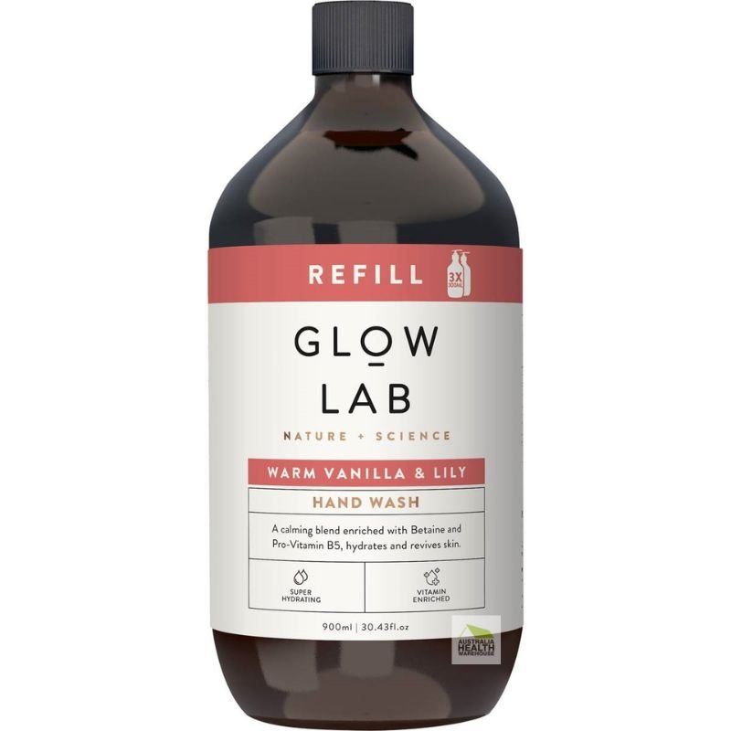 Glow Lab Warm Vanilla & Lily Refill Hand Wash 900mL May 2025