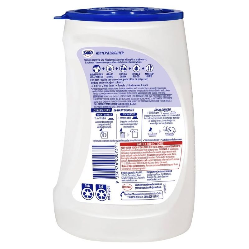 Sard Whiter & Brighter Stain Remover Antibacterial Powder Soaker 1kg April 2025