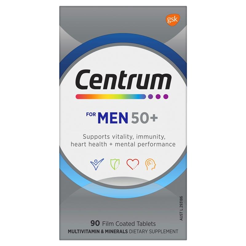 Centrum For Men 50+ Multivitamin 90 Tablets April 2025
