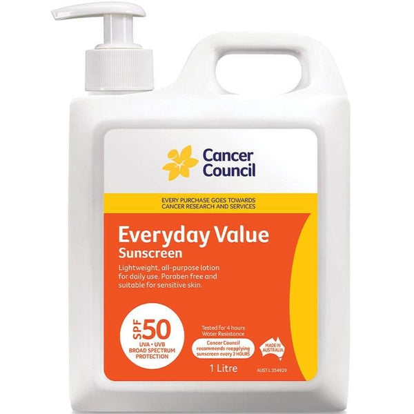 [Expiry: 07/2026] Cancer Council Everyday Value Sunscreen SPF 50 1 Litre