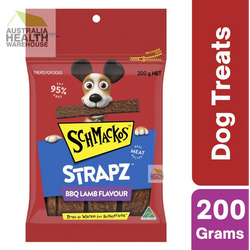 [CLEARANCEEXPIRY: 16/03/24] Schmackos Strapz BBQ Lamb Flavour Dog Treats 200g