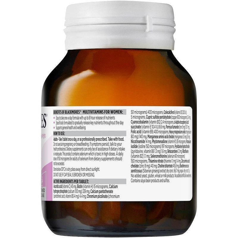 Blackmores Multivitamins for Women Sustained Release 60 Tablets March 2024