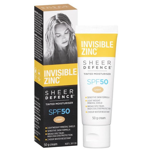 [CLEARANCE EXPIRY: 02/2024] Invisible Zinc Sheer Defence Tinted Moisturiser SPF 50+ Light 50g