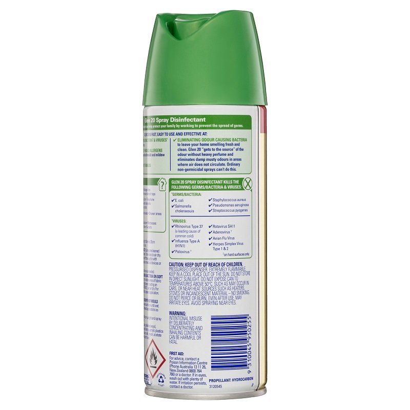 Glen 20 Disinfectant Air Freshener Spray - Original 300g February 2025
