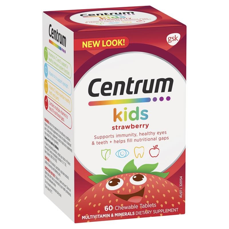 [Expiry: 03/2025] Centrum Kids Multi Vitamin 60 Strawberry Tablets