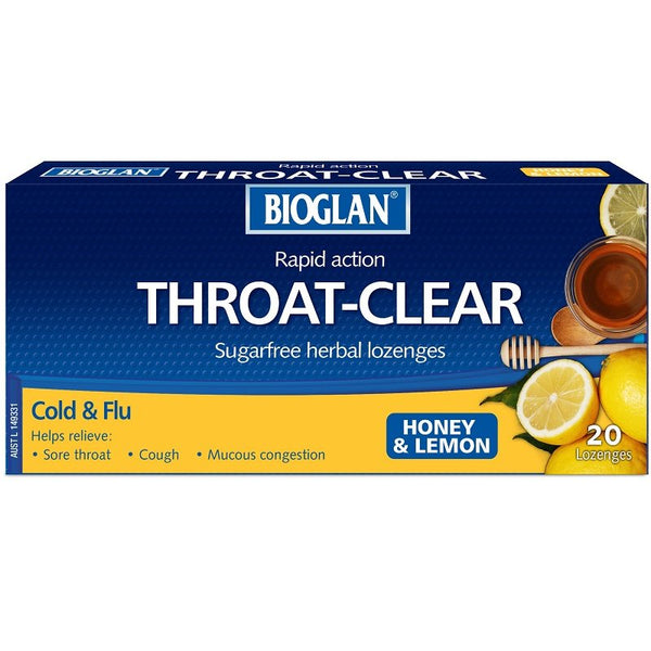 Bioglan Throat Clear Honey & Lemon 20 Lozenges October 2025