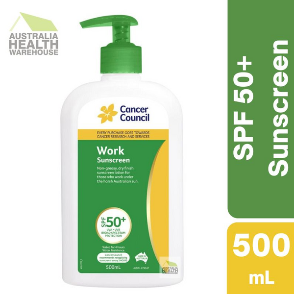 [Expiry: 10/2025] Cancer Council Work Pump Sunscreen SPF 50+ 500mL