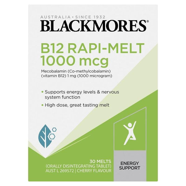 [CLEARANCE EXPIRY: 02/2024] Blackmores B12 Rapi-Melt 1000 mcg 30 Melts