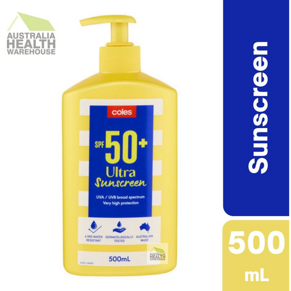 Coles SPF 50+ Ultra Sunscreen Pump 500mL March 2026