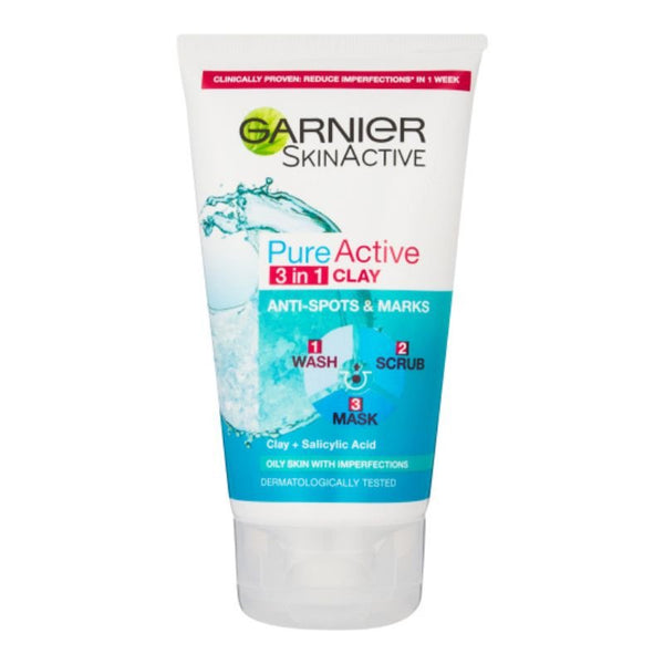 Garnier Pure Active 3 in 1 Wash, Scrub & Mask 150mL
