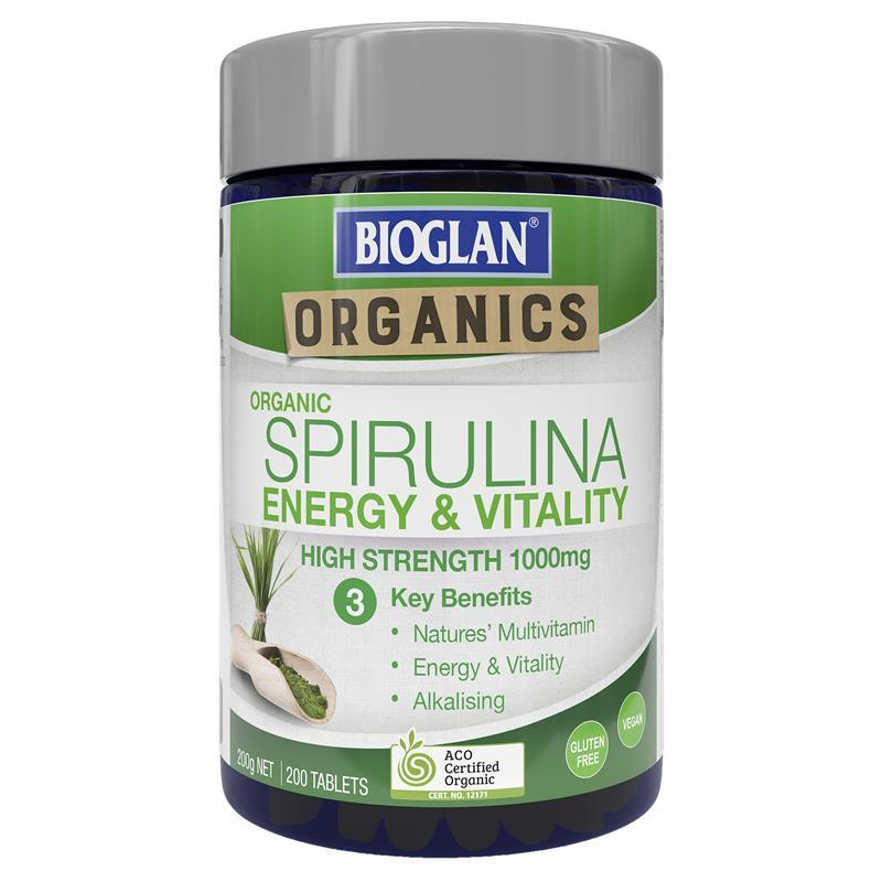 Bioglan Organic Spirulina High Strength 1000mg 200 Tablets February 2024