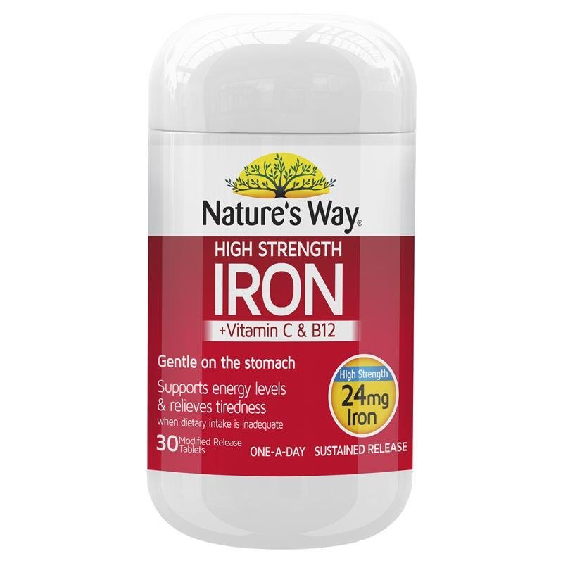 [EXPIRY: December 2024] Nature's Way High Strength Iron + Vitamin C & B12 30 Tablets