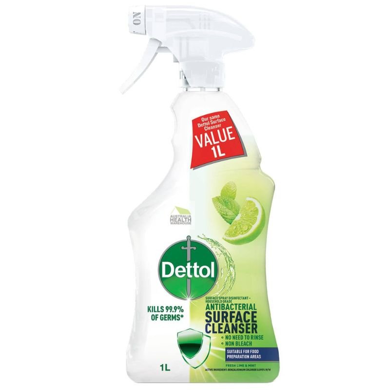 [CLEARANCE] Dettol Antibacterial Surface Cleanser Lime & Mint 1 Litre [January 2024]